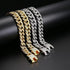 2 Pcs Iced Out Silver & Gold 18K Gold Plated Bling CZ Cuban Miami Link Bracelet